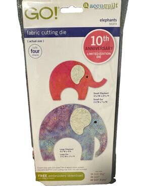 AccuQuilt GO! Fabric Cutting Die Elephants #55373 Pre-Owned